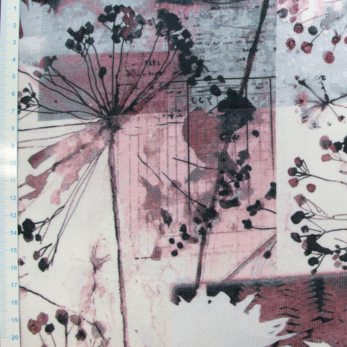 Jersey Digitaldruck - Blumen - Weiß - Rosa