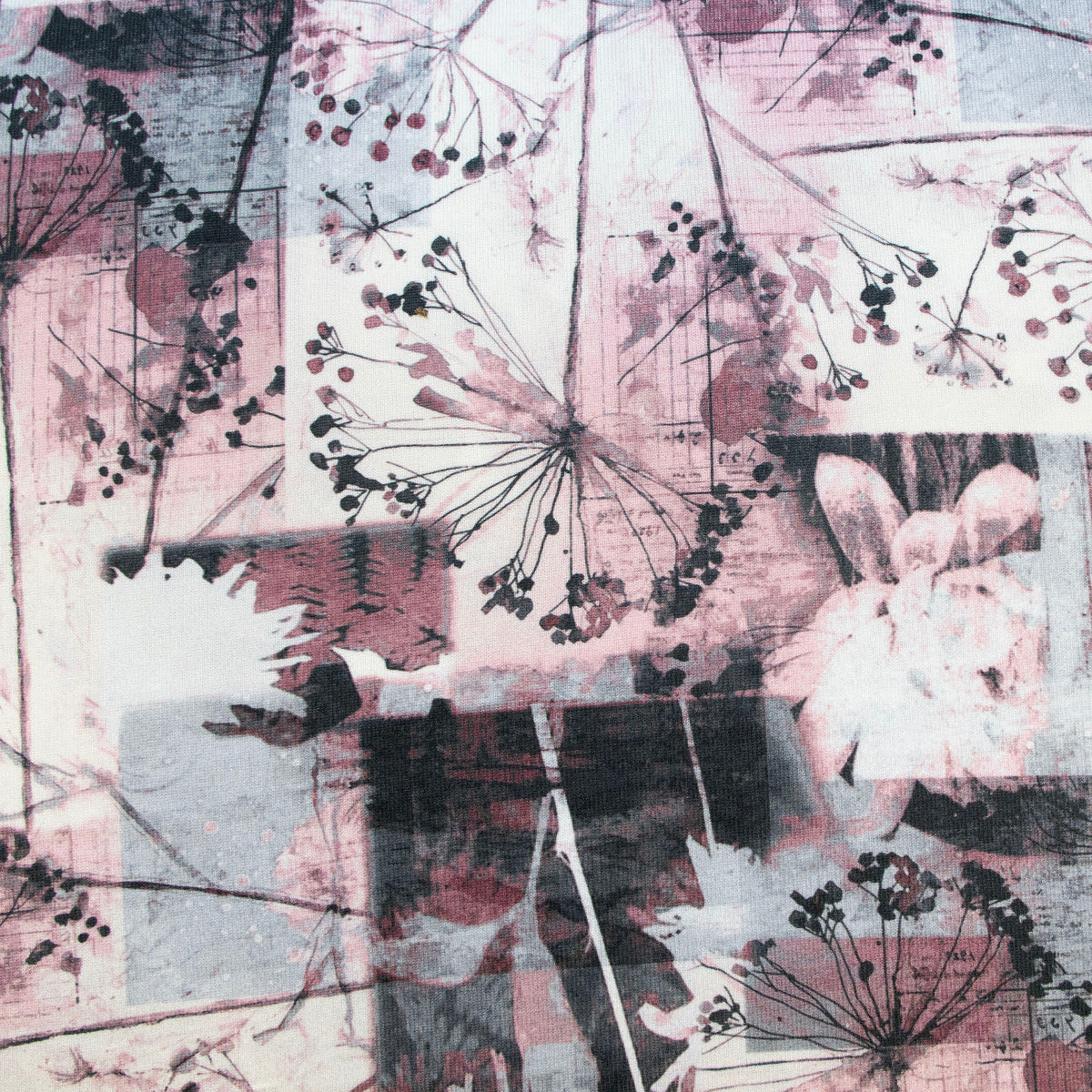 Jersey Digitaldruck - Blumen - Weiß - Rosa