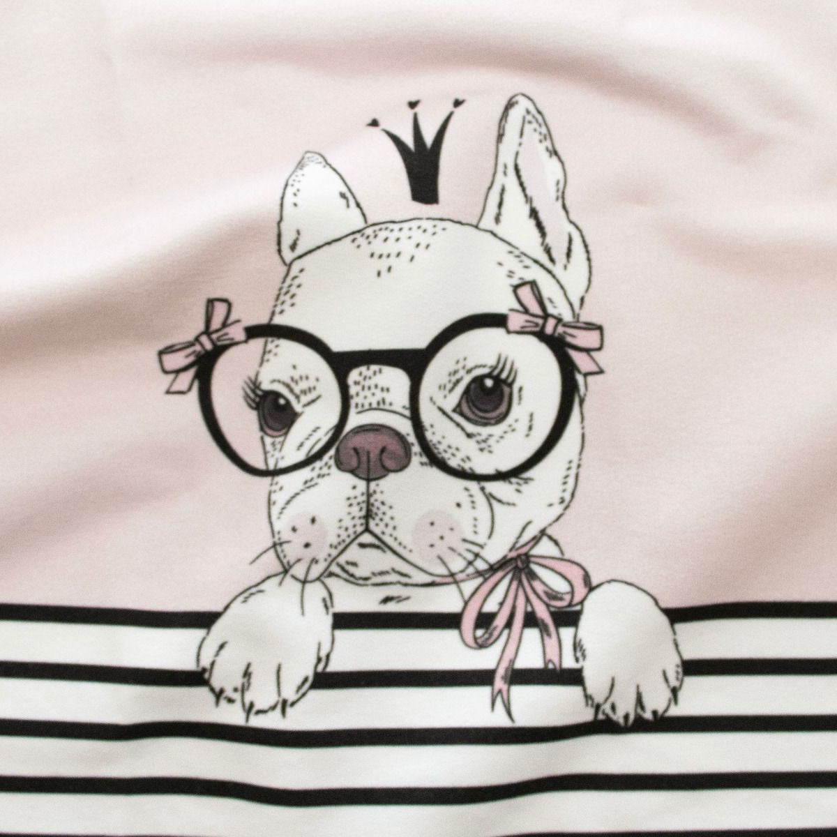 Sweat French Terry PANEL ca 35 cm x 50 cm - Frenchie - rosa - weiß