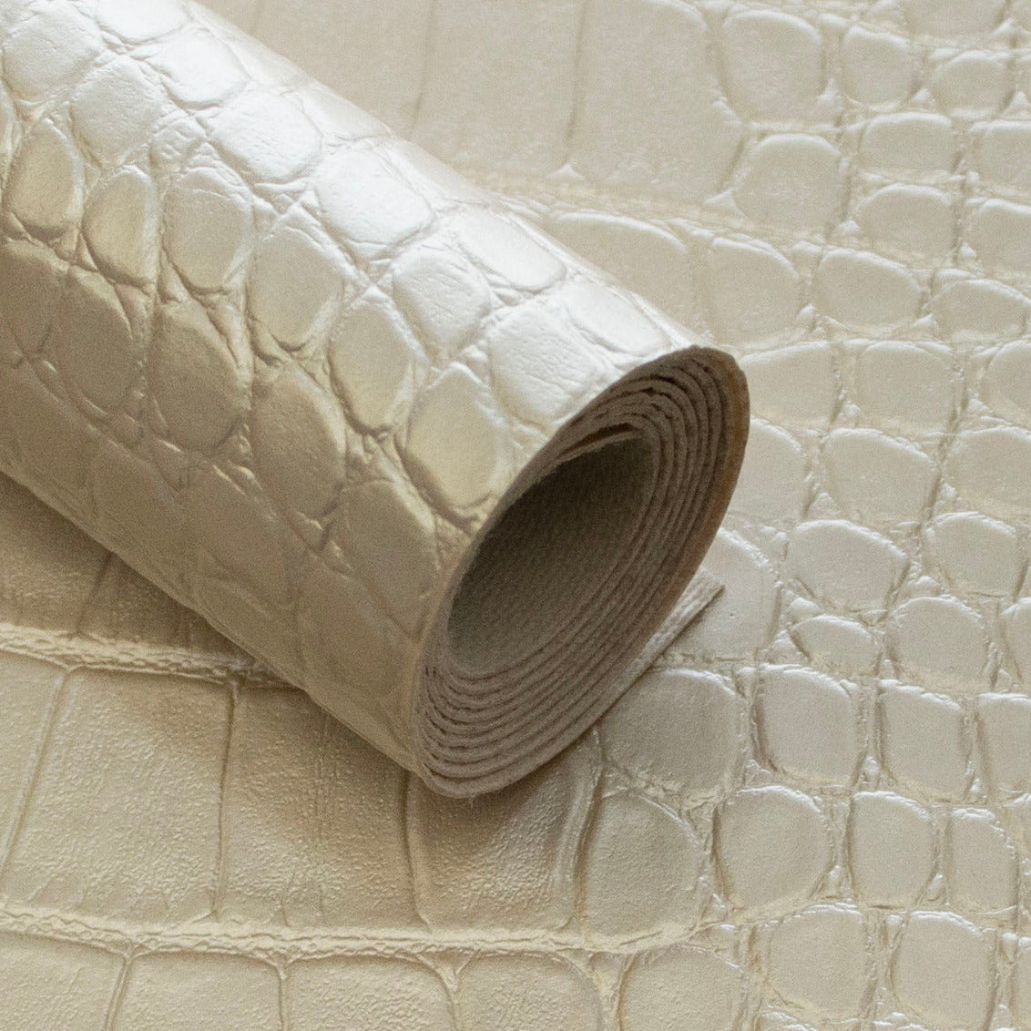 Struktur Kunstleder Coupon - Krokodiloptik - champagner