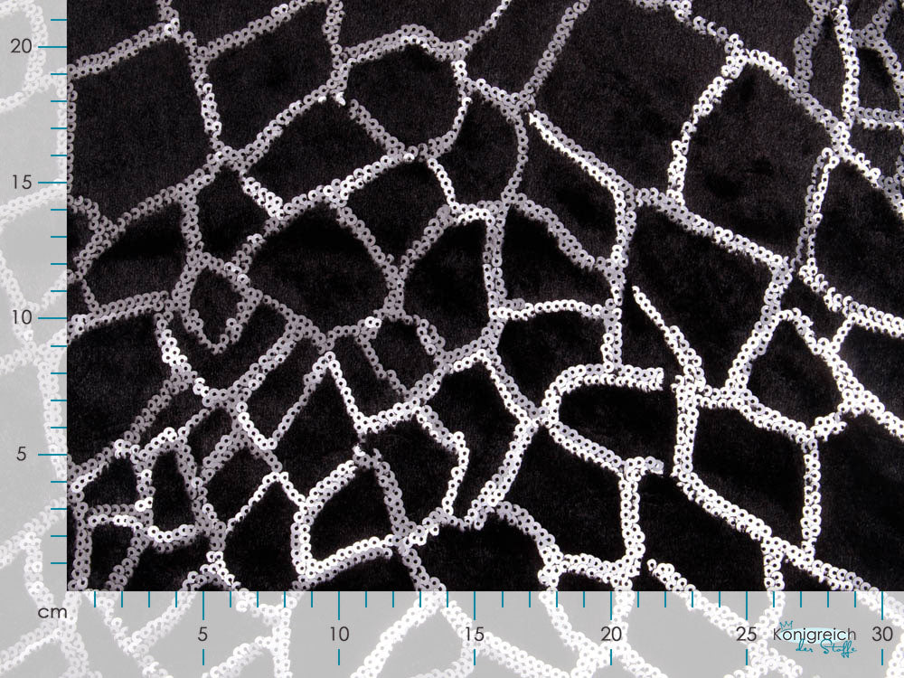 Fur Zottel-Wellnessfleece mit Pailletten - Animalprint - schwarz