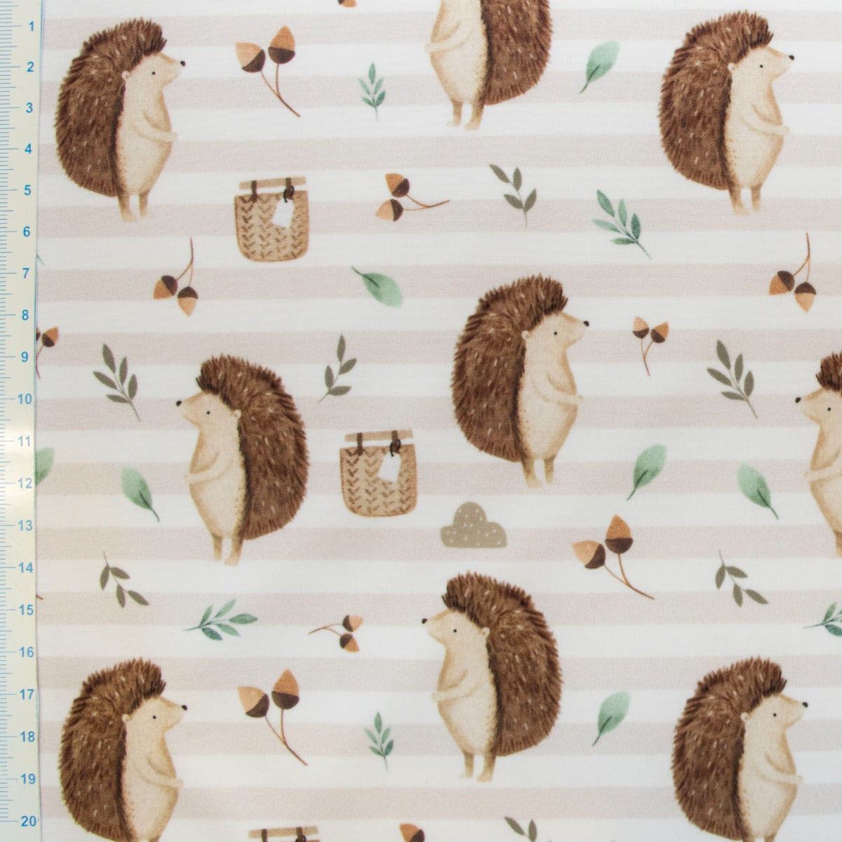 Softshell Digitaldruck - Igel und Streifen - weiß - beige