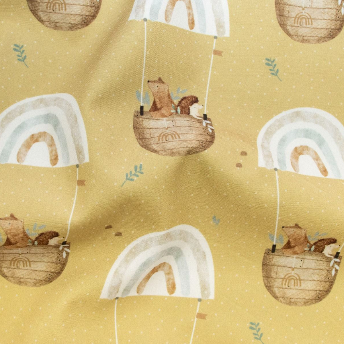 Softshell Digitaldruck -Regenbogen Heißluftballon - curry