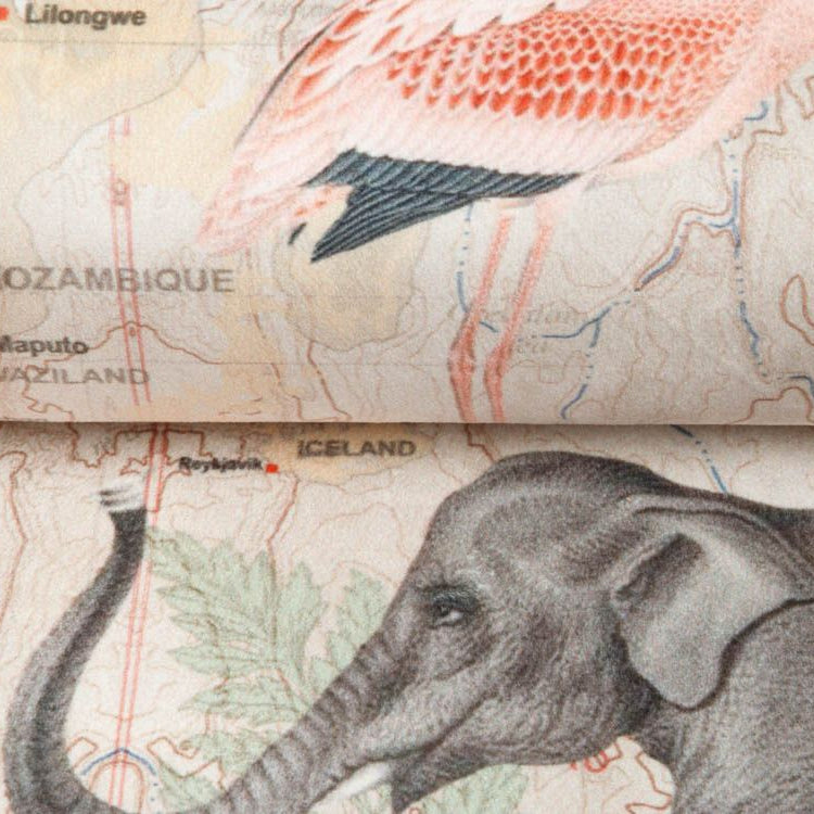 Velvet Digitaldruck Afrikastyle - anmutige Elefanten - beige