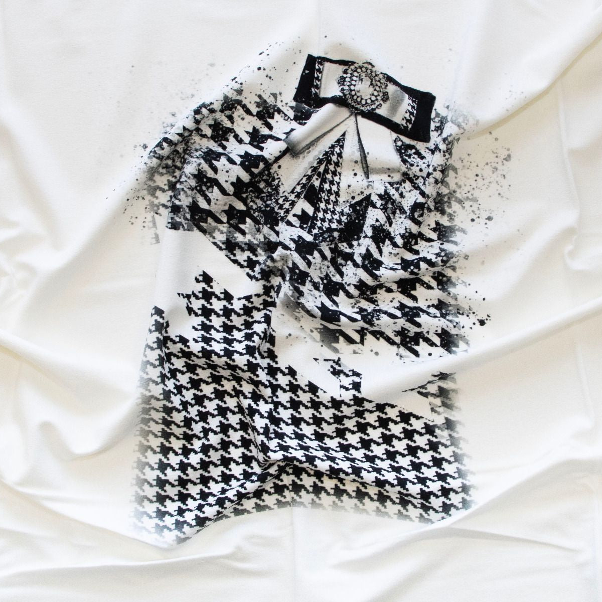 Jersey PANEL ca 150 cm x 80 cm - Hahnentritt - wollweiß