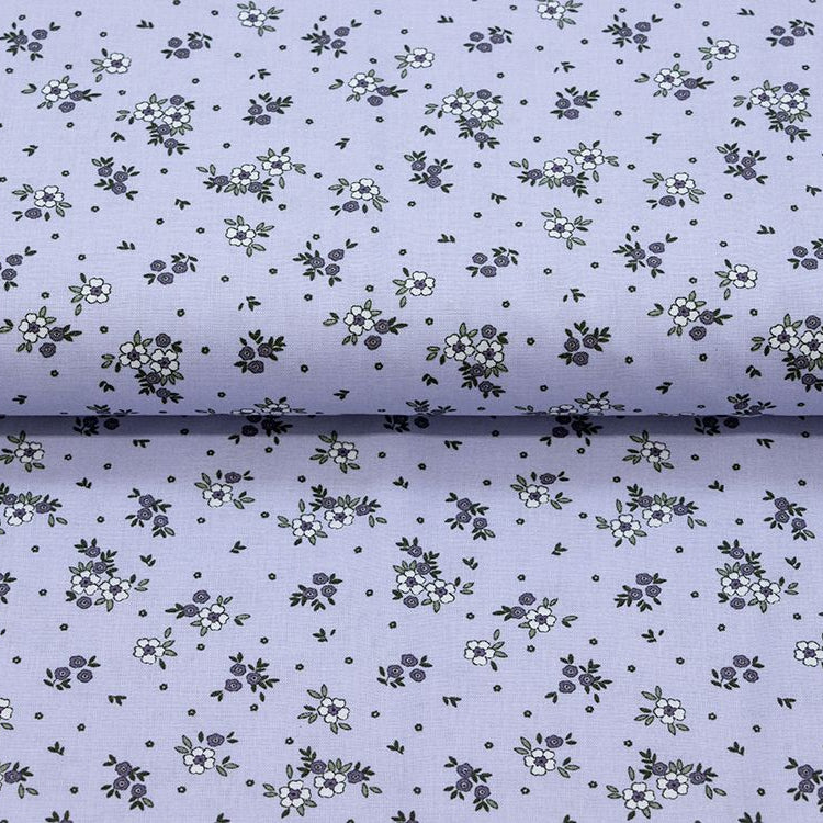 Webware Popeline Baumwolle Mille Fleur - Blumenwiese - lila