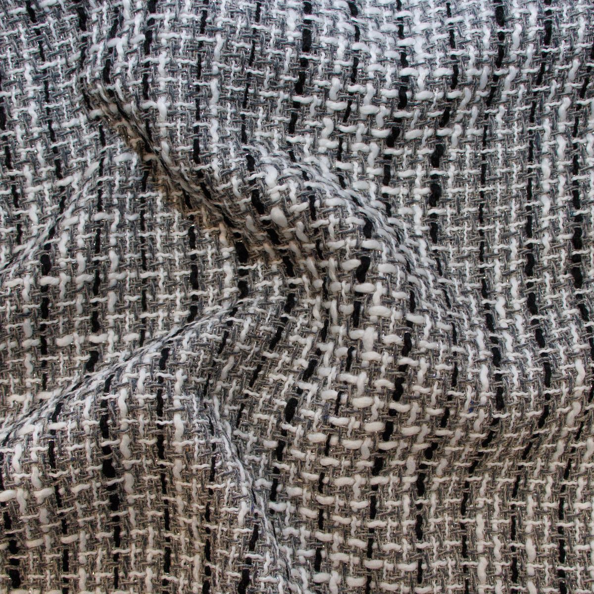 Tweed Mantelstoff - Karo mit Glitzer