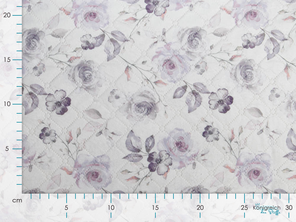 Rautenstepper Doubleface Teddy - Rosenbukett - wollweiß-pastelllila