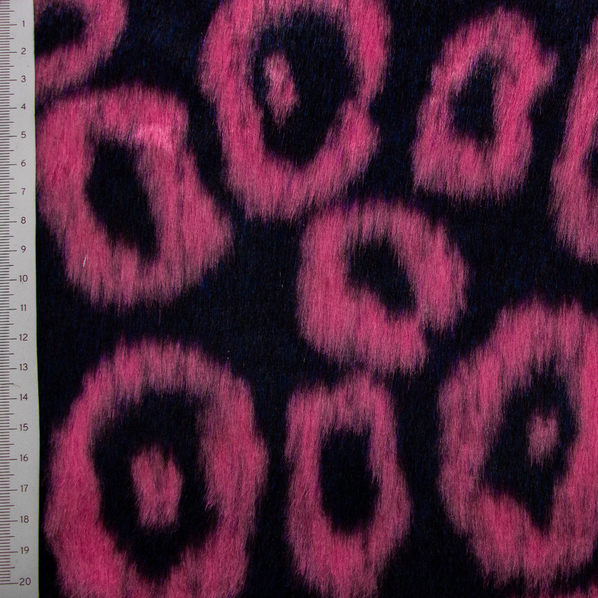 Fellimitat Kunstpelz - Leo Animalprint - dunkelblau/pink