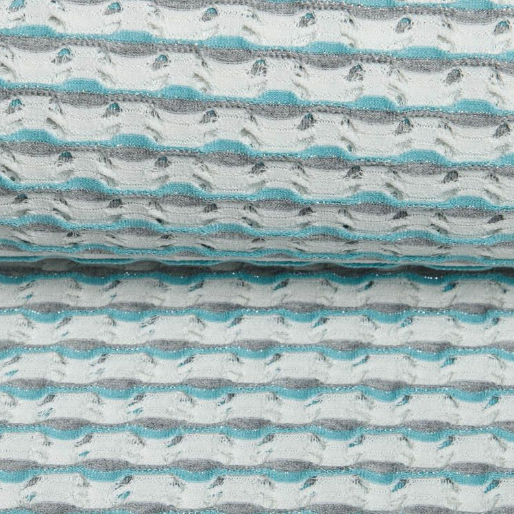 Strickjersey mit Glitzer und Lochstickerei Embroidery - aufgenähte Biesen