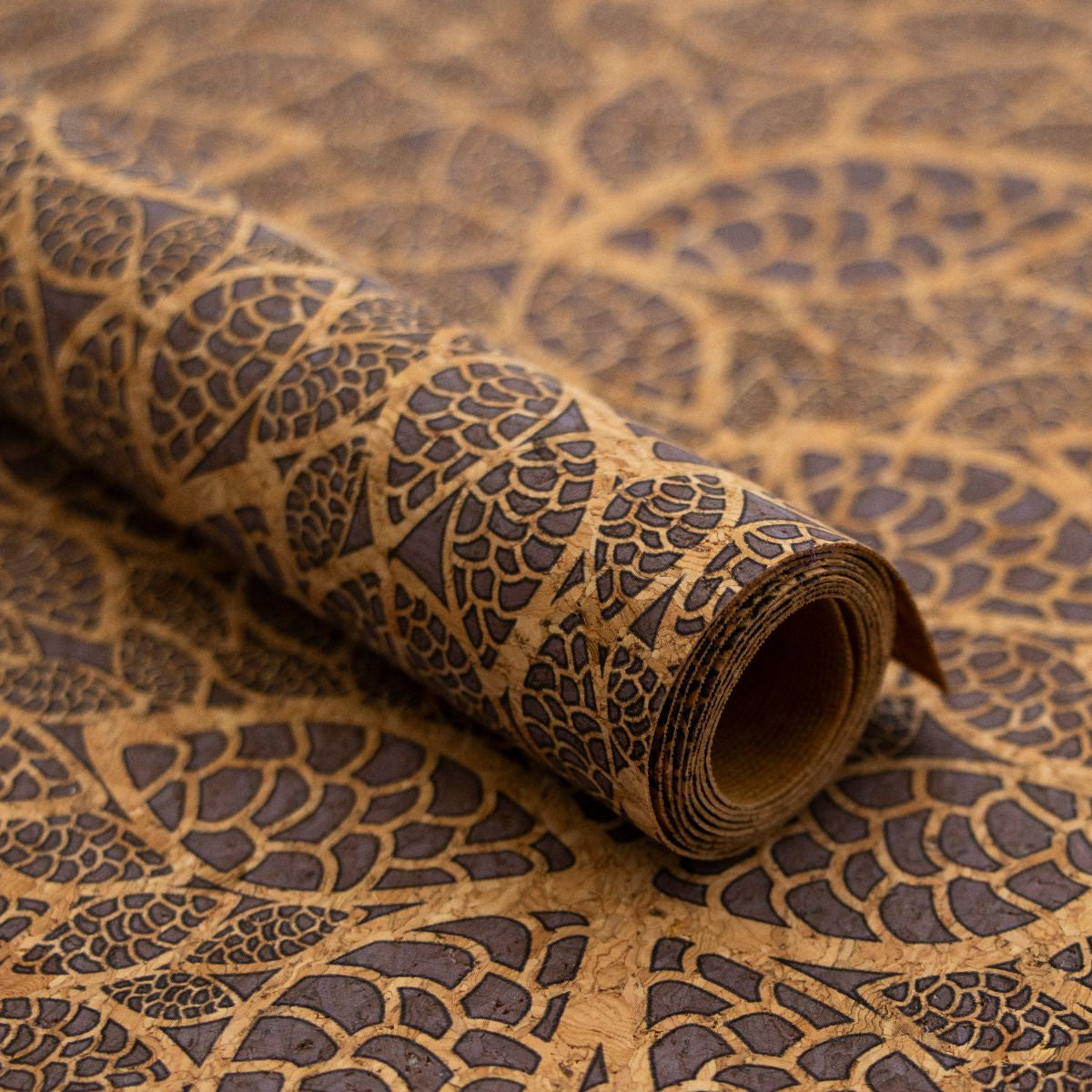 Kork Coupon ca. 50 cm x 65 cm - gemustertes Herbstlaub