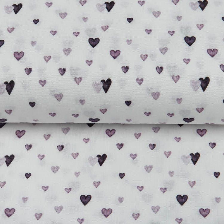 Webware Popeline Digitaldruck Snoozy Herzen - Wasserfarbene Herzen