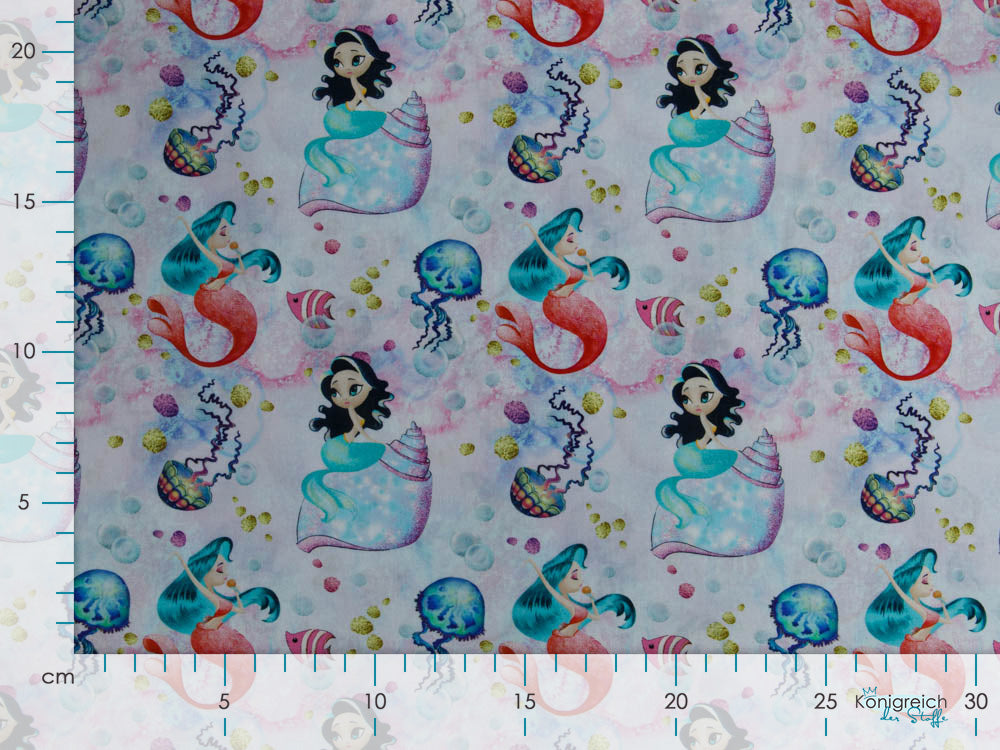 Webware Popeline Digitaldruck Snoozy Meerjungfrauen - entzückende Meerjungfrauen - bunt