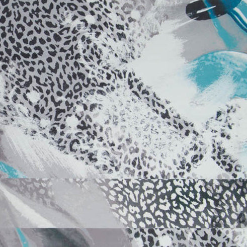 Webware Chiffon PANEL ca. 45 cm x 180 cm - Love Leo Animalprint - grau