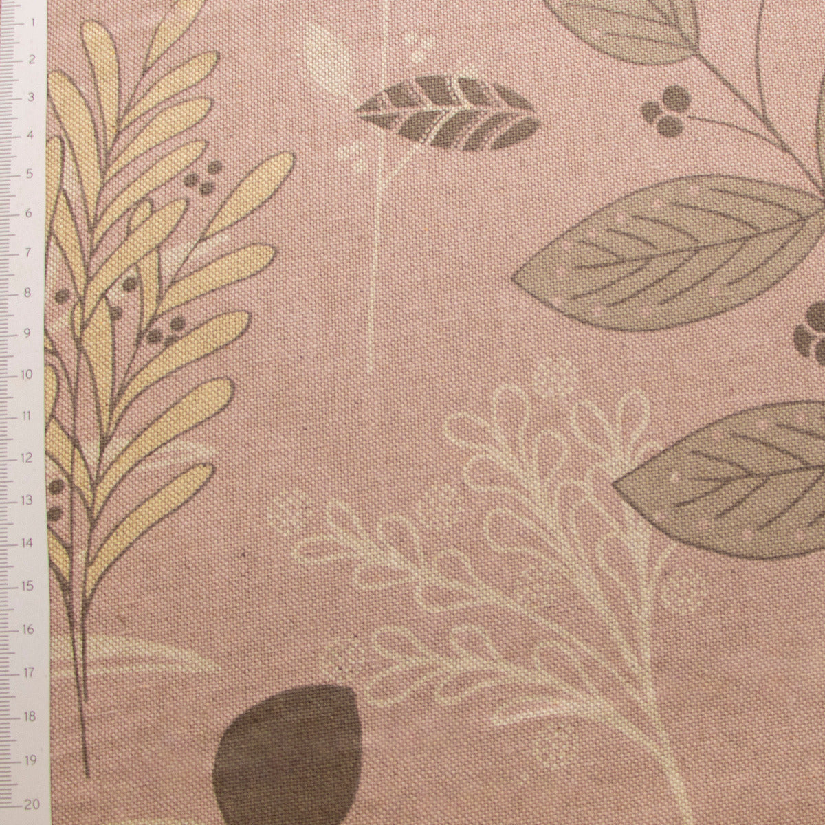 Dekostoff Half-Panama Leinenoptik -  sanfte Blätter - Altrosa