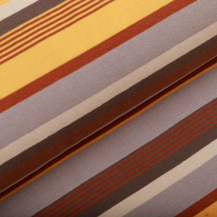 Angerauter Sweat - Streifen - grau/ocker