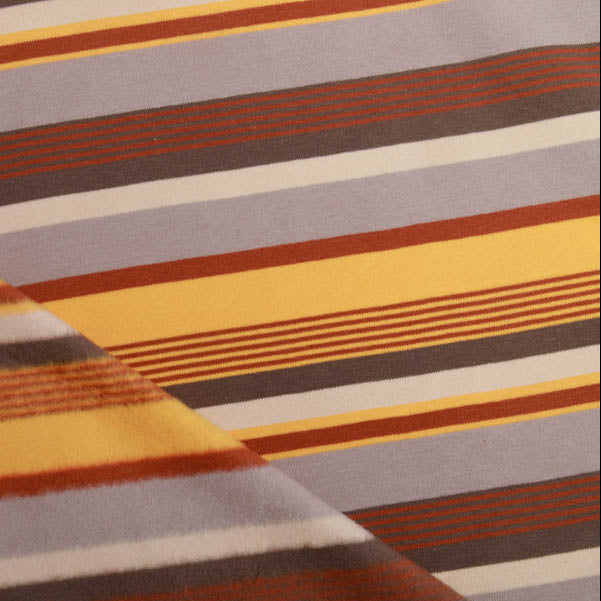 Angerauter Sweat - Streifen - grau/ocker