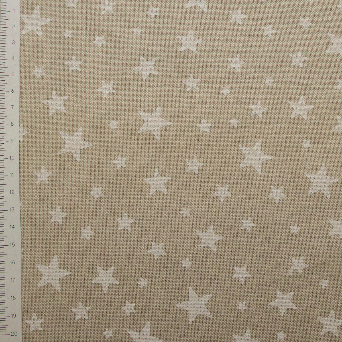 Dekostoff Half-Panama Leinenoptik - Sterne - Beige