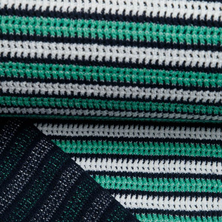 Jacquard Strickstoff - Streifenmix - weiß-grün