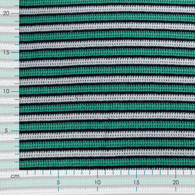 Jacquard Strickstoff - Streifenmix - weiß-grün