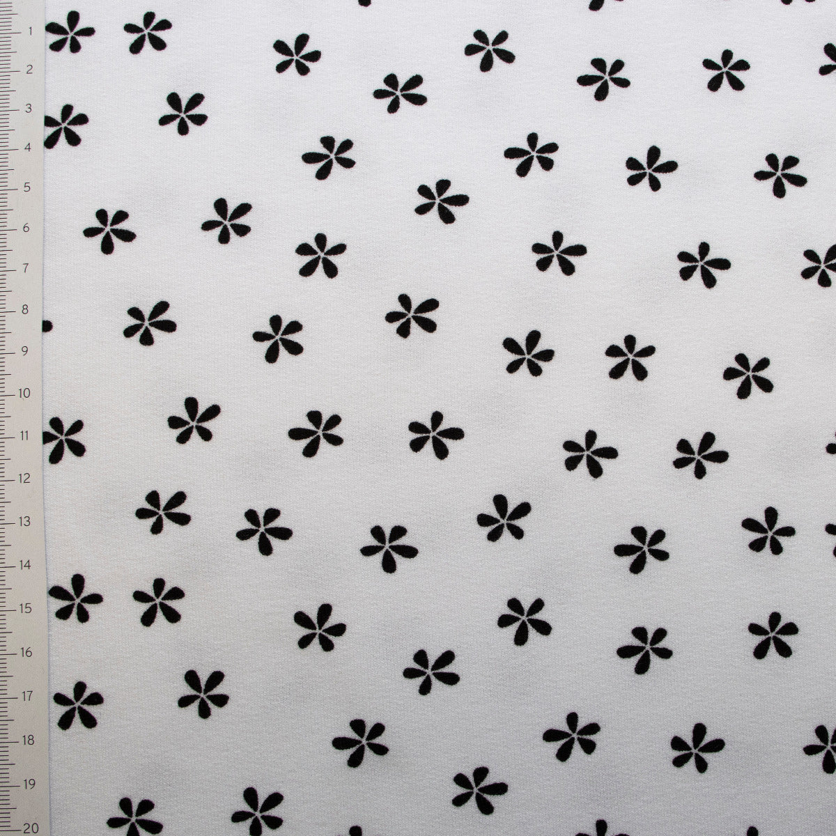 Leicht angerauter Sweat Softtouch - Blümchen - weiß