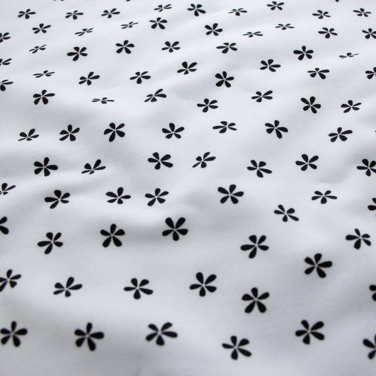 Leicht angerauter Sweat Softtouch - Blümchen - weiß