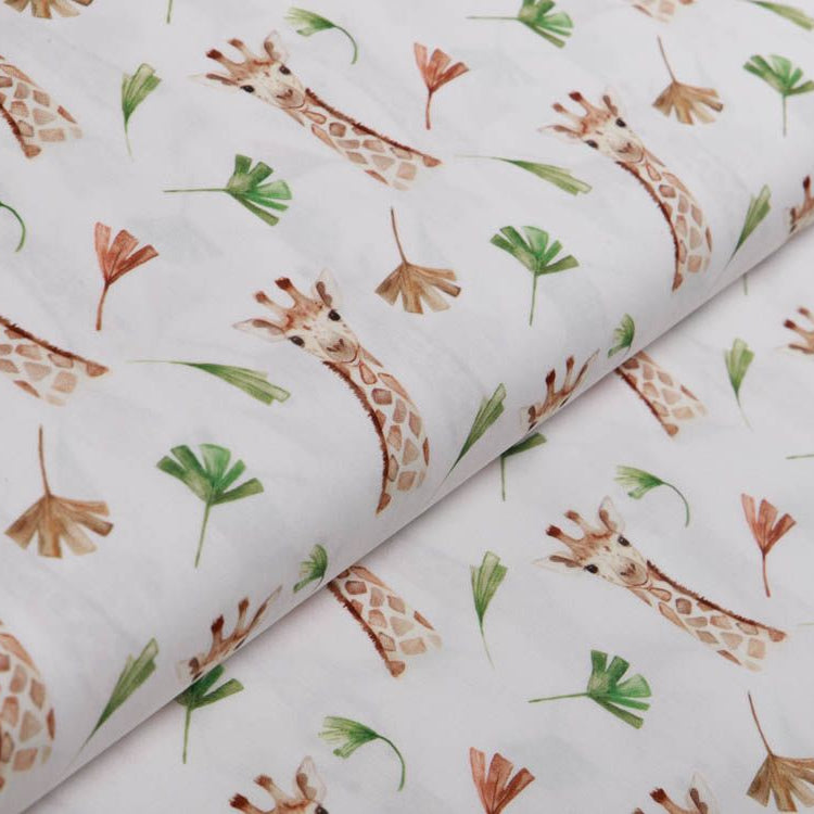 Webware Popeline Baumwolle Digitaldruck - Giraffen - weiß