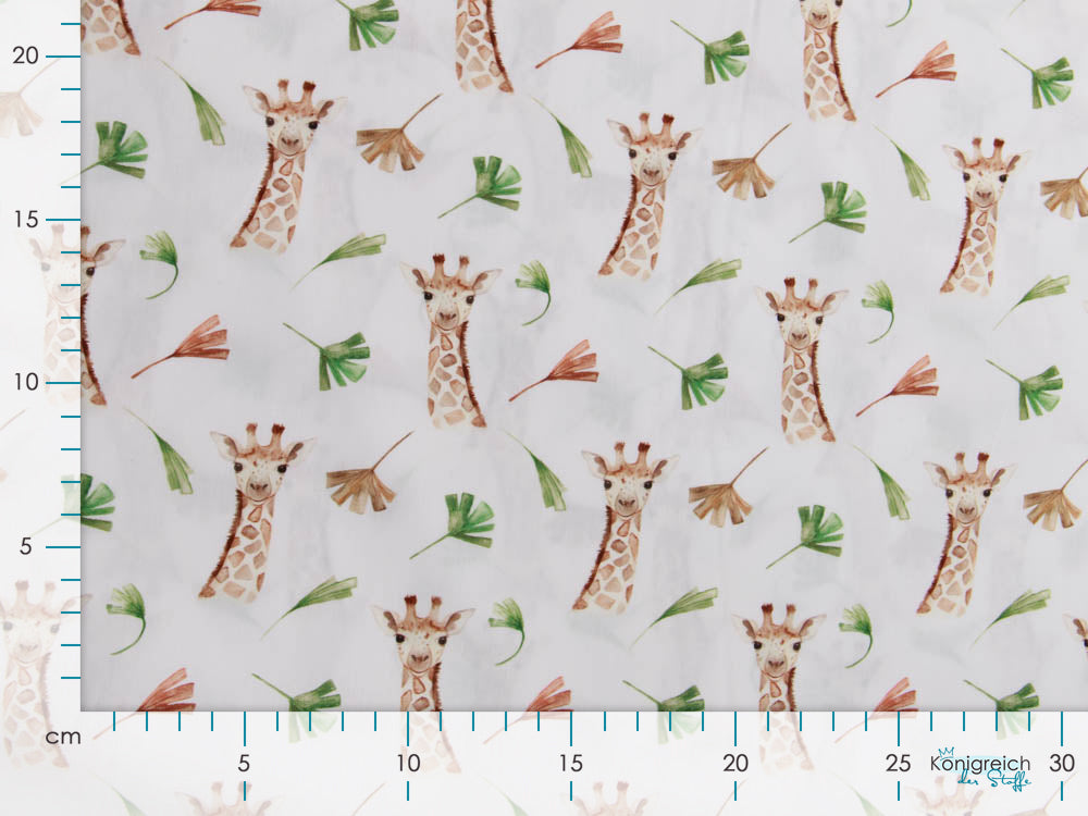 Webware Popeline Baumwolle Digitaldruck - Giraffen - weiß