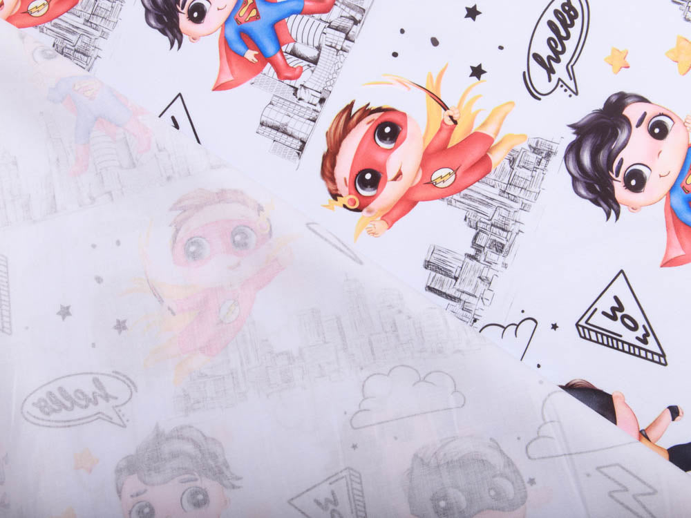 Webware Baumwolle - Superhelden Boys - weiß