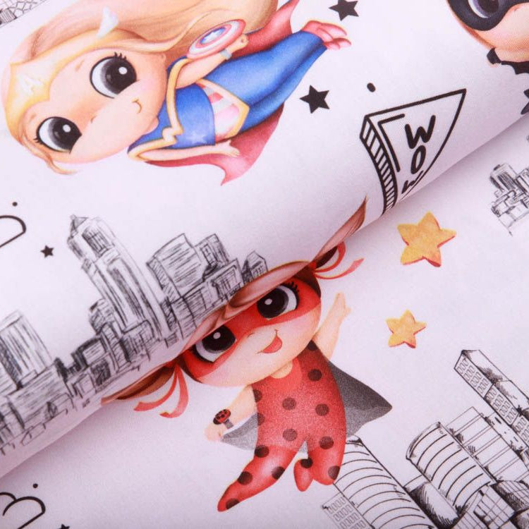 Webware Baumwolle - Superhelden Girls - rosa