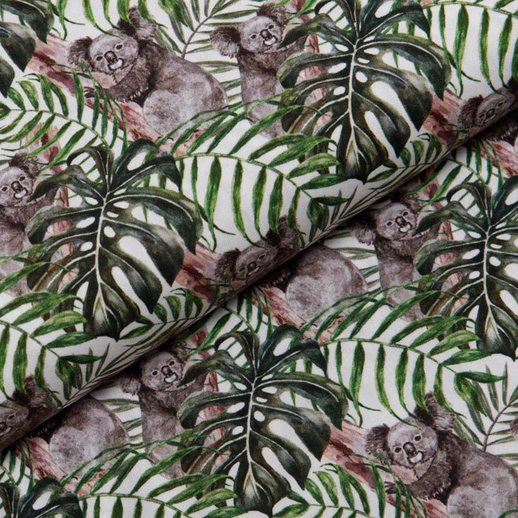 Webware Popeline Baumwolle Digitaldruck - knuddelige Koalabären - weiß