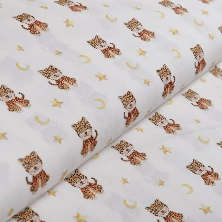 Webware Popeline Baumwolle Digitaldruck - Baby Tiger - weiß