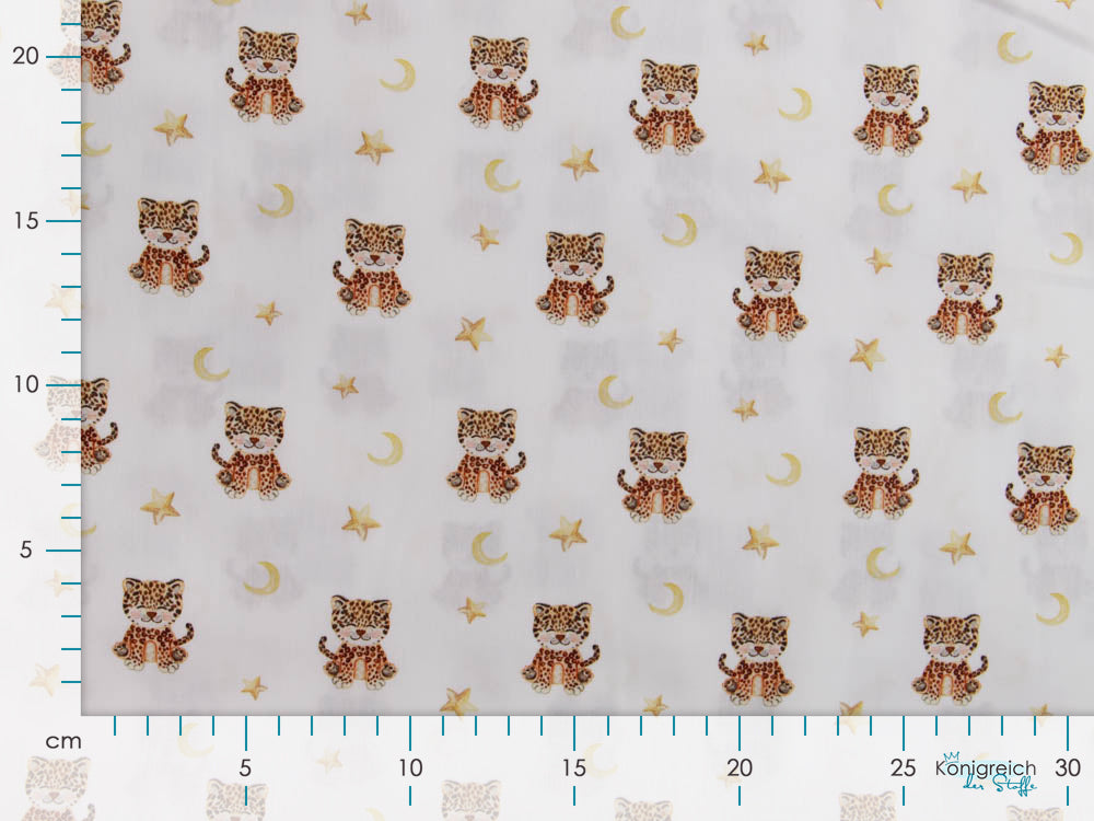 Webware Popeline Baumwolle Digitaldruck - Baby Tiger - weiß