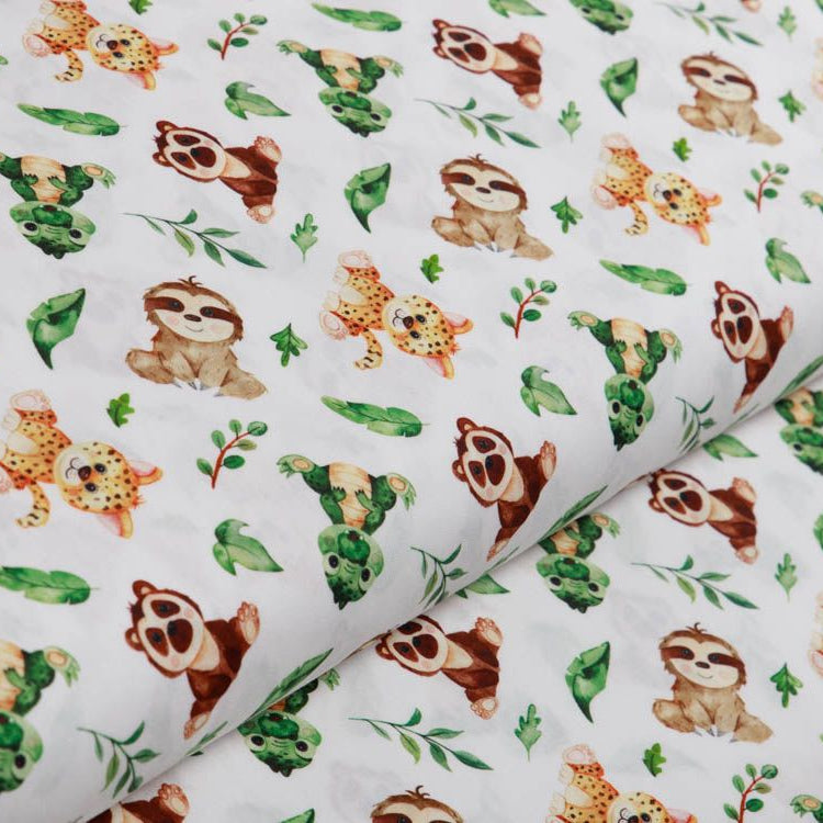 Webware Popeline Baumwolle Digitaldruck - freche Tierchen - weiß