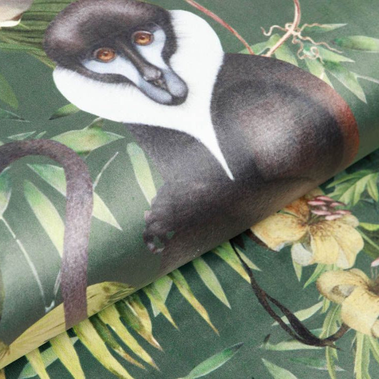 Velvet Digitaldruck - Affen und Schmetterlinge auf Blumen