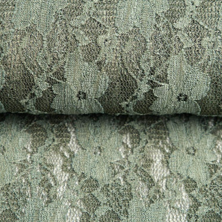 Elastische Spitze Stoff leicht glänzend - Blumenranken - uni