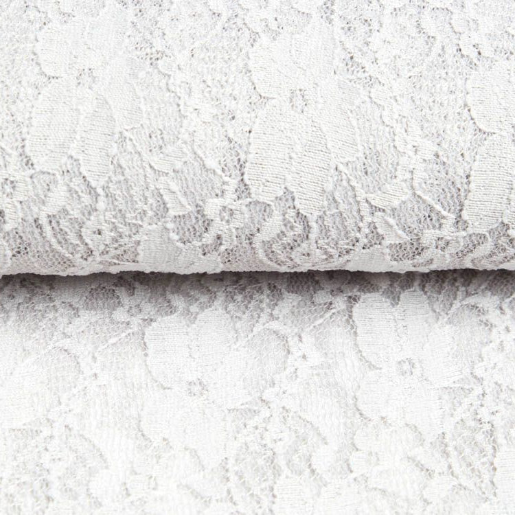 Elastische Spitze Stoff leicht glänzend - Blumenranken - uni