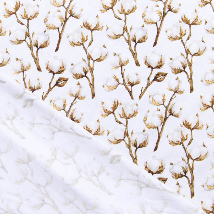 Jersey Digitaldruck Alya - Baumwollzweige - weiß