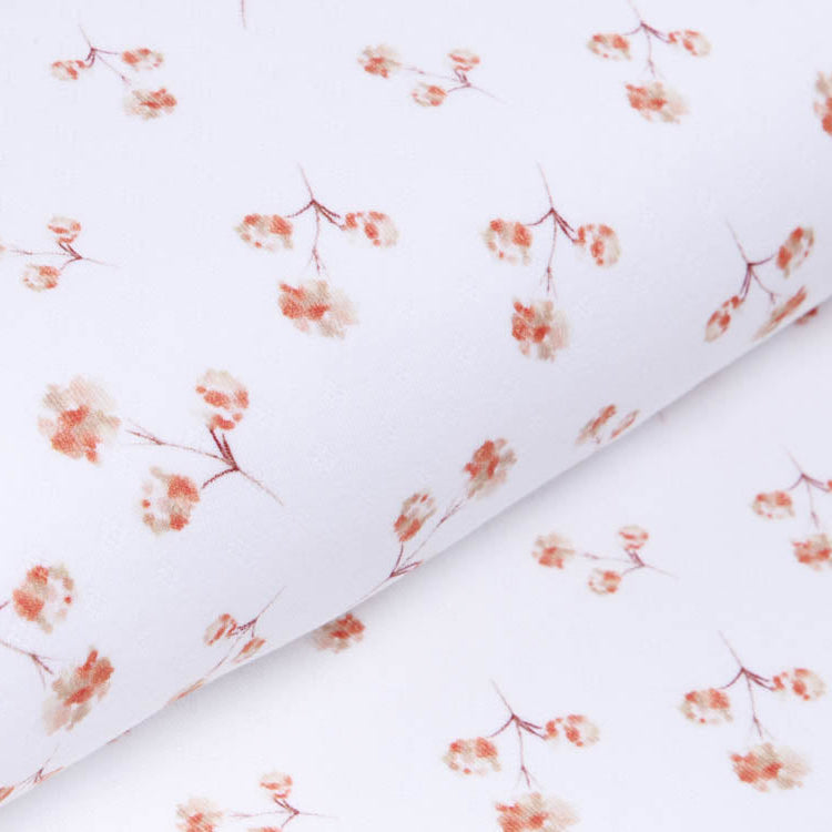 Jersey Feinstrick Stoff Ajoure Pointoille - Kleine Blumen - Wollweiß