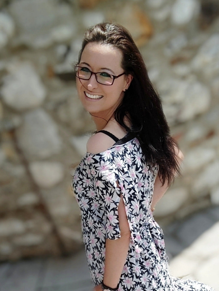 Jersey Viskose - Blumenwiese - nachtblau/weiß/rosa