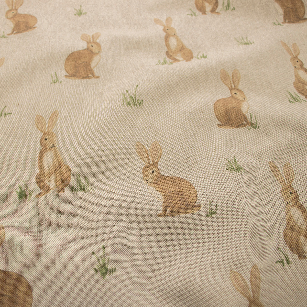 Dekostoff Half-Panama Leinenoptik -  Häschen - Sand