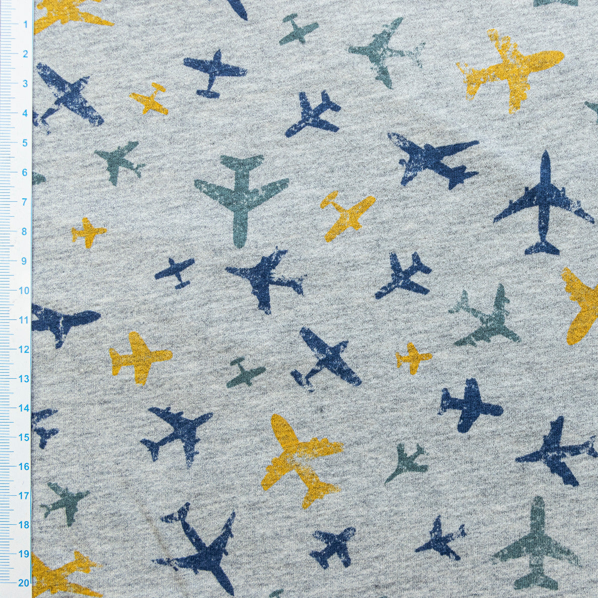 Jersey Melange - verschiedene Flugzeuge - meliert grau