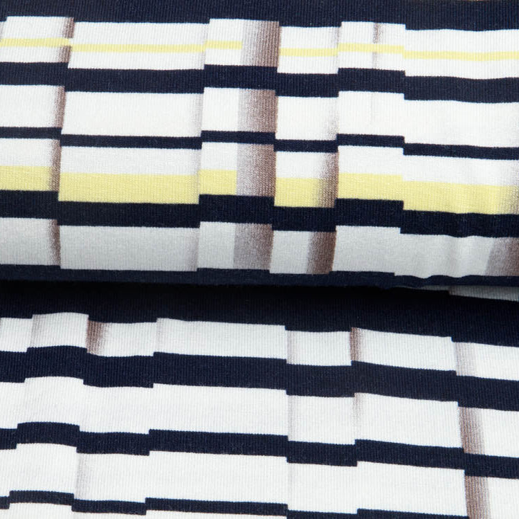 Jersey Viskose - Abstraktes Muster - weiß - gelb