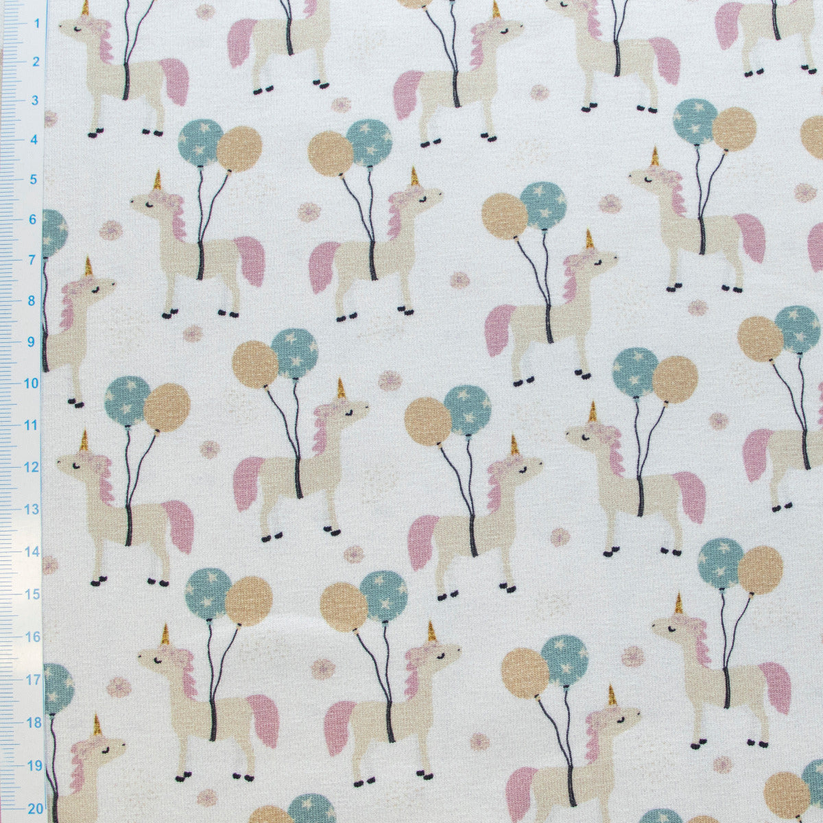 Jersey Baumwolle Digitaldruck Stenzo - Einhörner mit Ballons - weiß