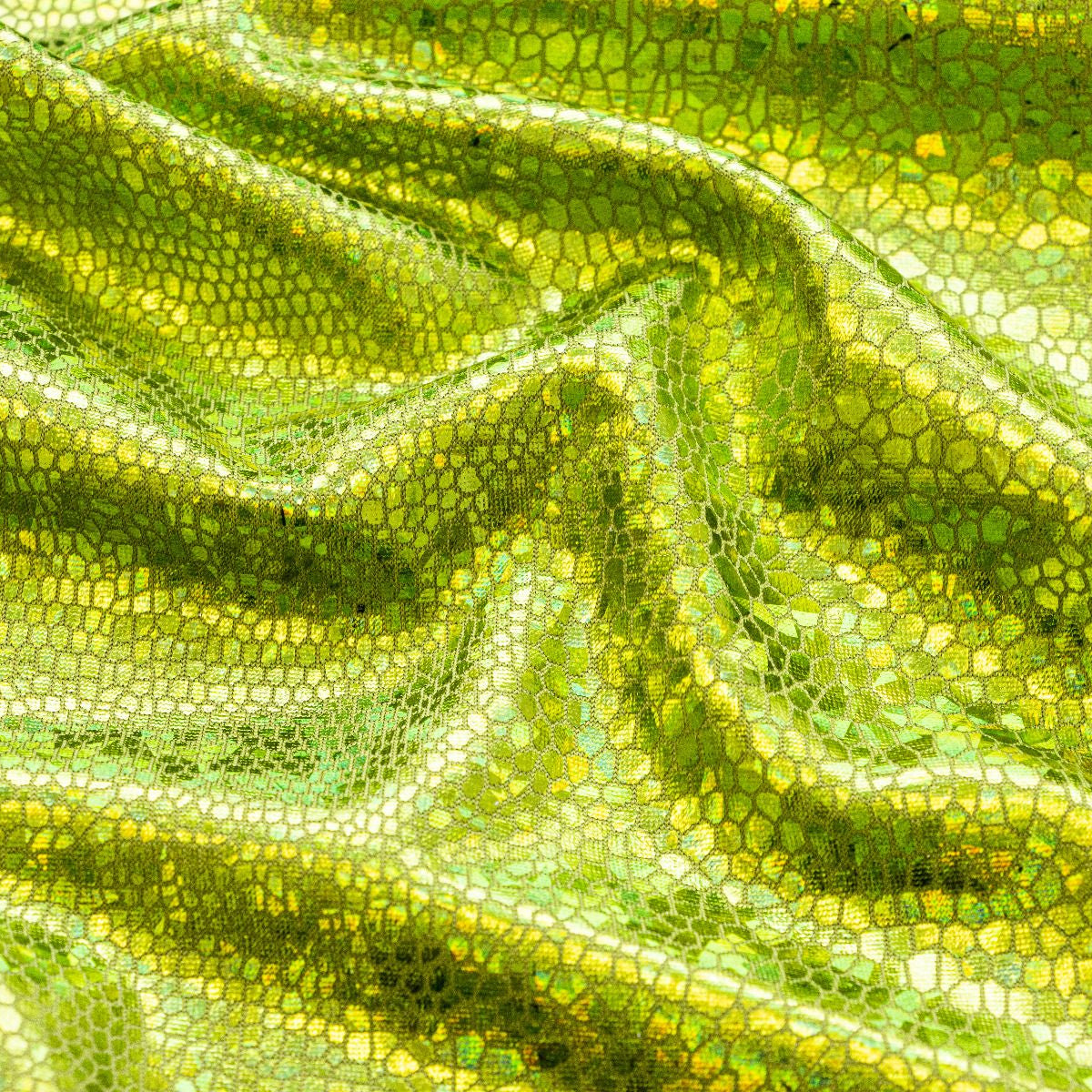 Elastischer Funktionsjersey mit Foliendruck - Holografisches 3D Design Reptilienhaut