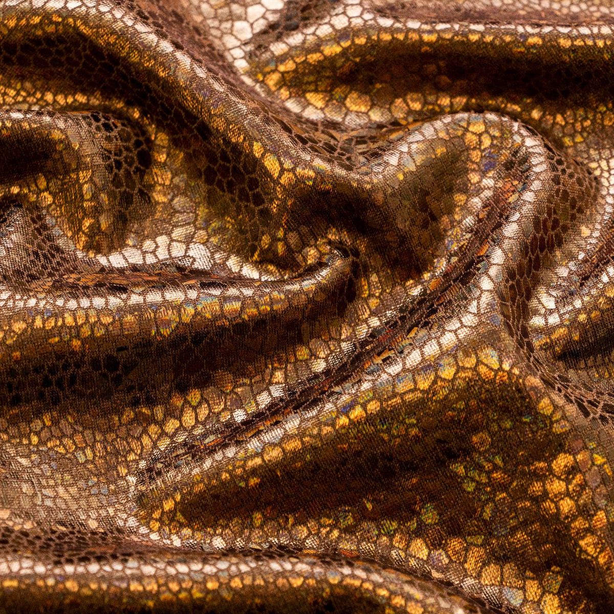 Elastischer Funktionsjersey mit Foliendruck - Holografisches 3D Design Reptilienhaut