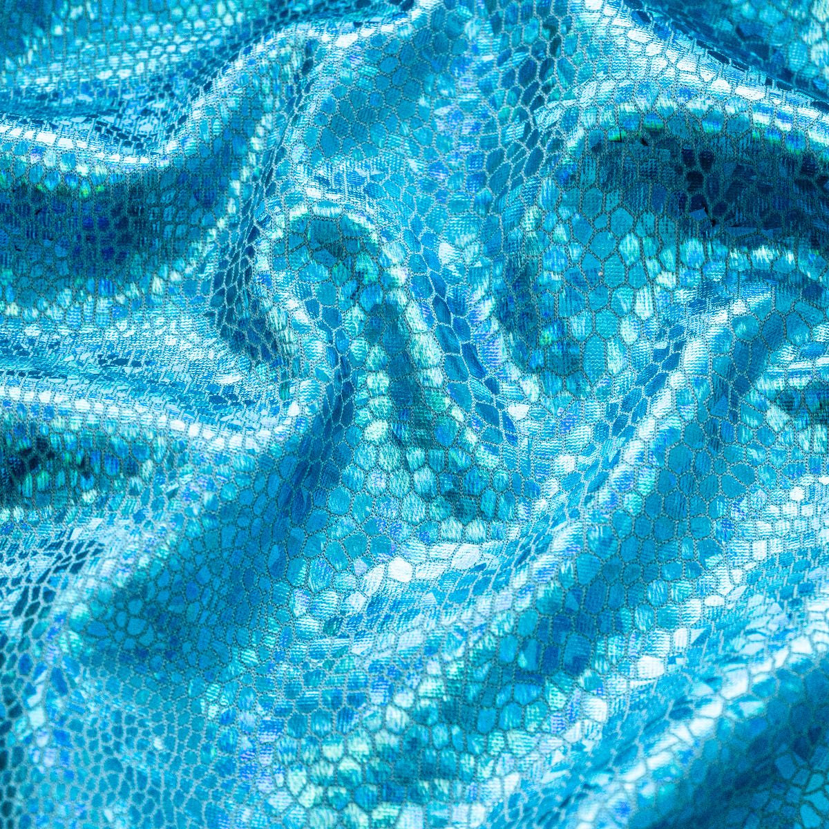 Elastischer Funktionsjersey mit Foliendruck - Holografisches 3D Design Reptilienhaut