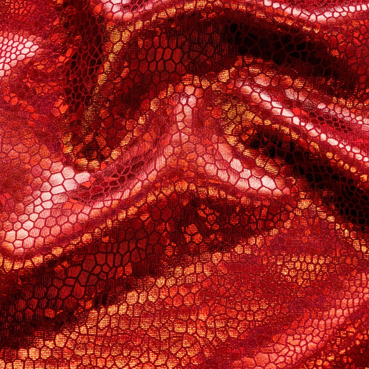 Elastischer Funktionsjersey mit Foliendruck - Holografisches 3D Design Reptilienhaut