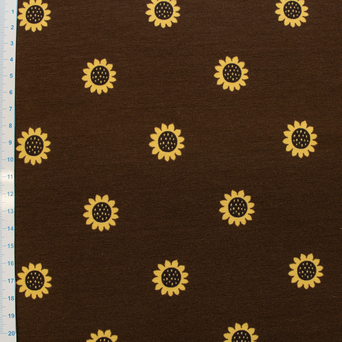 Jersey Baumwolle - Sonnenblumen - dunkelbraun
