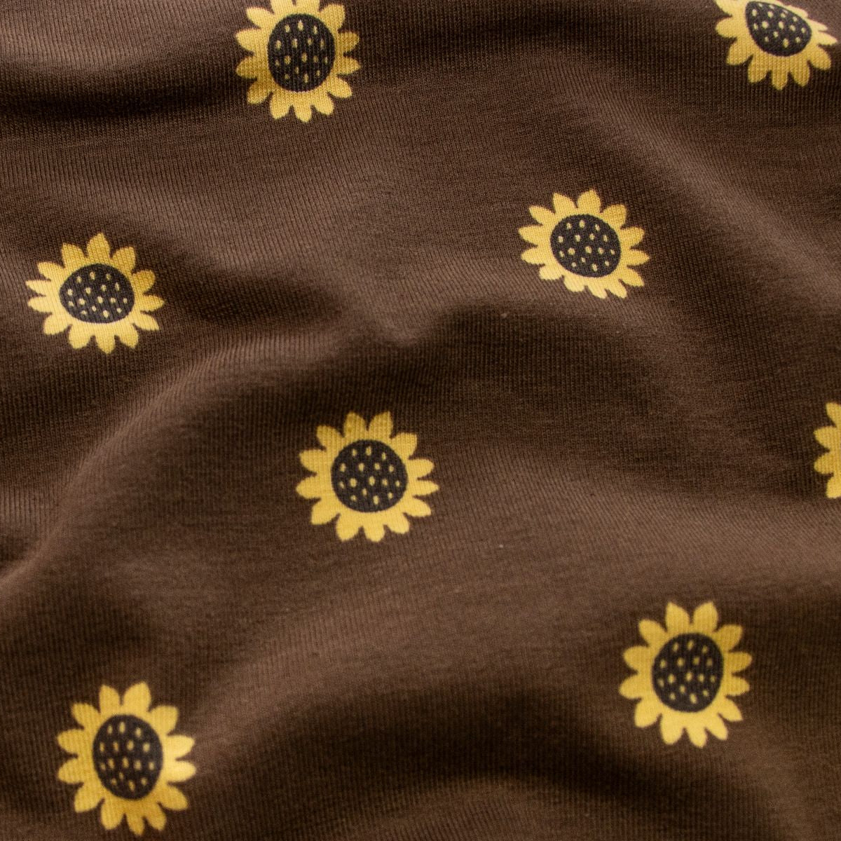 Jersey Baumwolle - Sonnenblumen - dunkelbraun